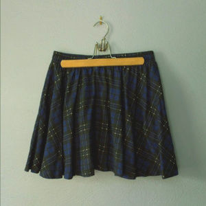 Zara Trafaluc Blue Tartan Plaid Circle skirt